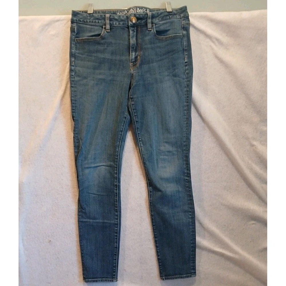 American Eagle AE Women Size 8 High Rise Super Stretch Skinny Jeans Dark Wash